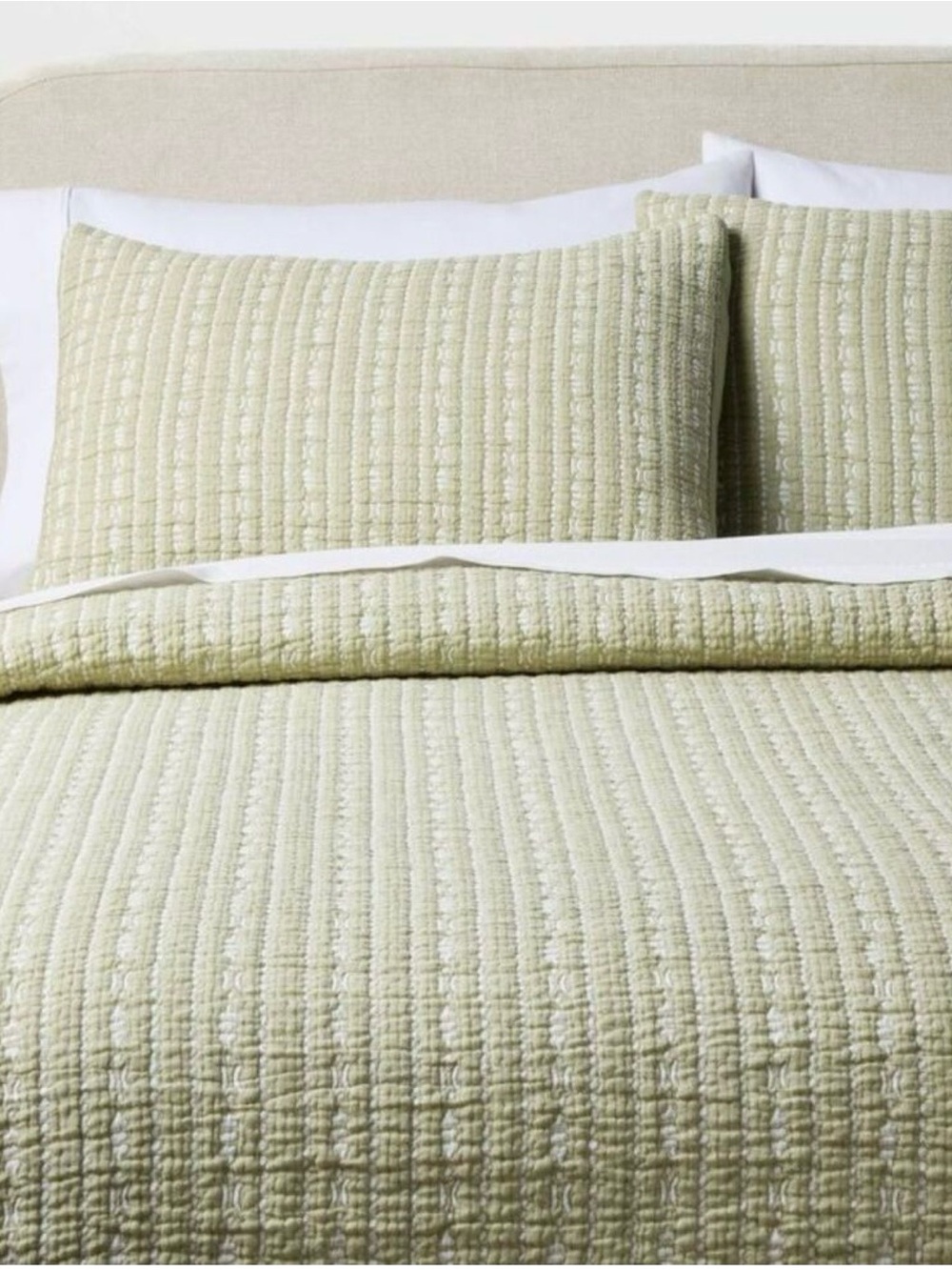 NEW! Threshold - 3pc King Reversible Lightweight Matelasse Quilt, Green